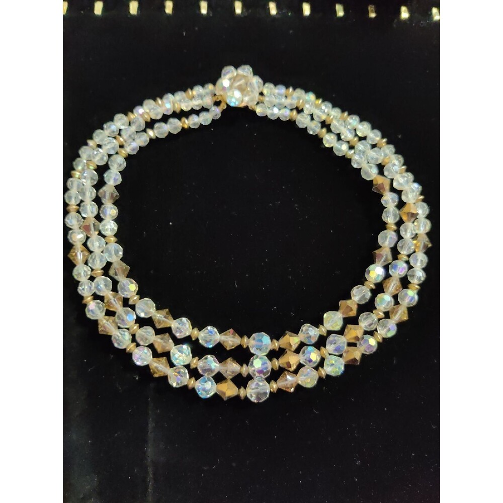 Aurora Borealis and Gold Crystals Neckla